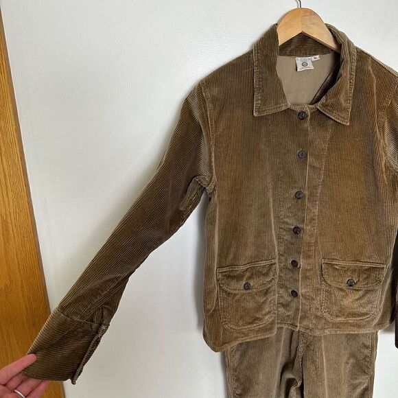 EL Huarache Cottons Vintage Handmade Women’s Tan Brown Corduroy Overall Jacket S - Picture 7 of 16